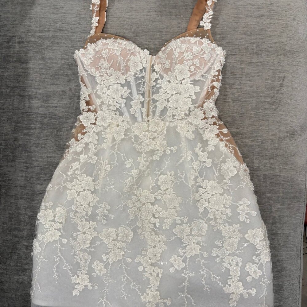 Rosie Etienne Lilliana Beaded White Mini Dress Size 0 - Picture 3 of 6